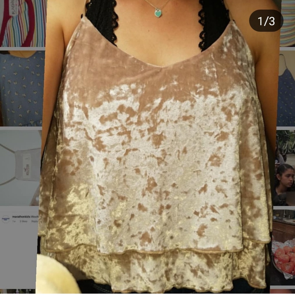 Crushed velvet spaghetti strap shirt